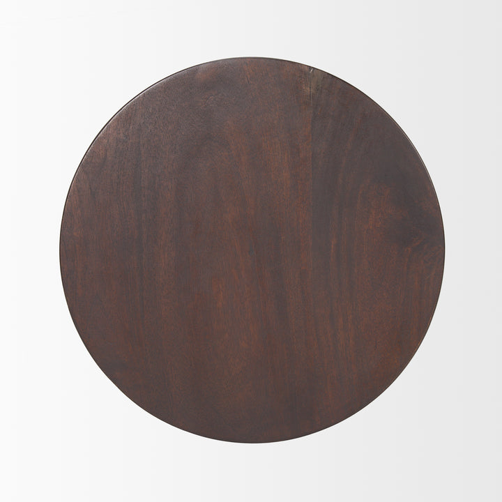 Novell Dark Brown Wood Pedestal Accent Table Dining Room Mercana