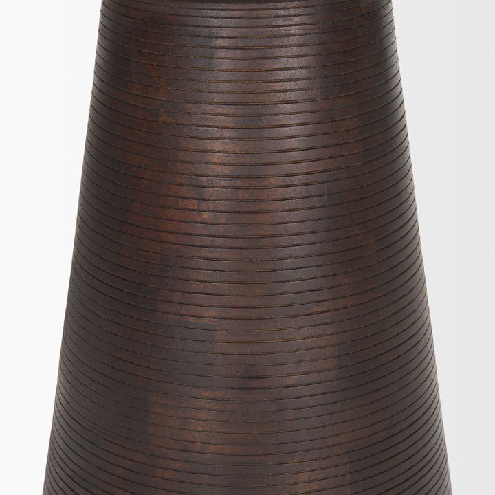 Novell Dark Brown Wood Pedestal Accent Table Dining Room Mercana