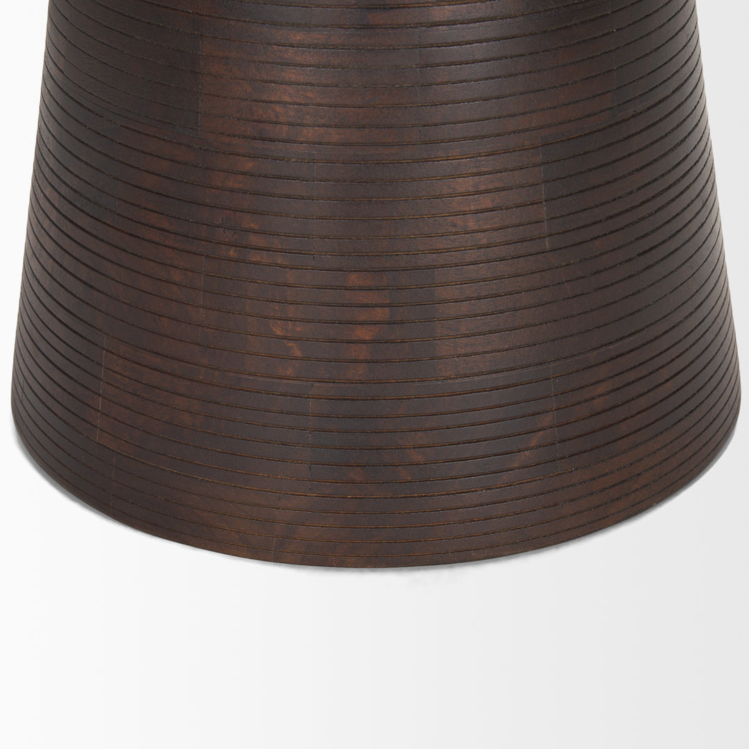 Novell Dark Brown Wood Pedestal Accent Table Dining Room Mercana