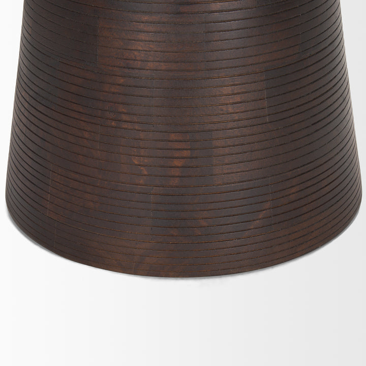 Novell Dark Brown Wood Pedestal Accent Table Dining Room Mercana
