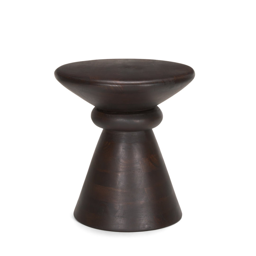 Palmera Dark Brown Wood Pedestal Accent Table Dining Room Mercana