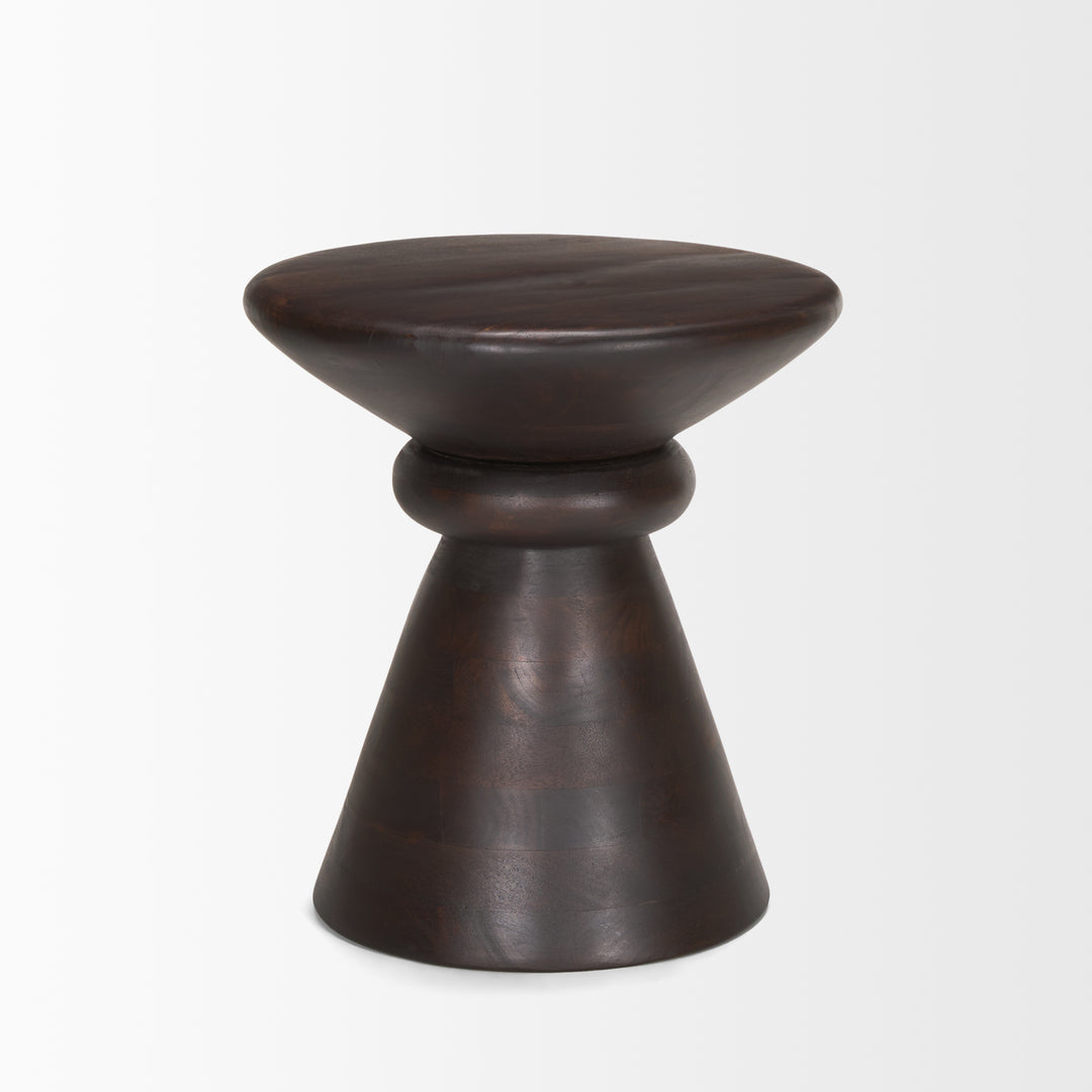 Palmera Dark Brown Wood Pedestal Accent Table Dining Room Mercana