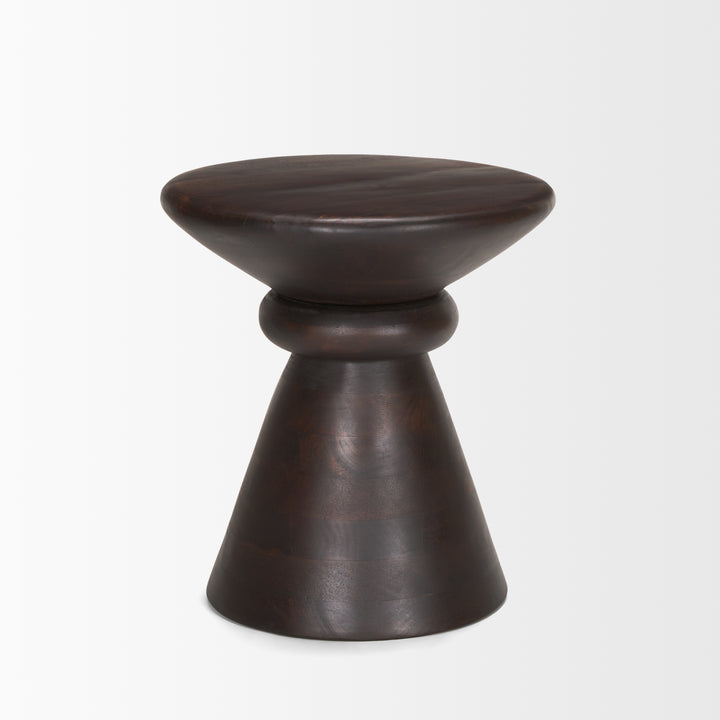 Palmera Dark Brown Wood Pedestal Accent Table Dining Room Mercana