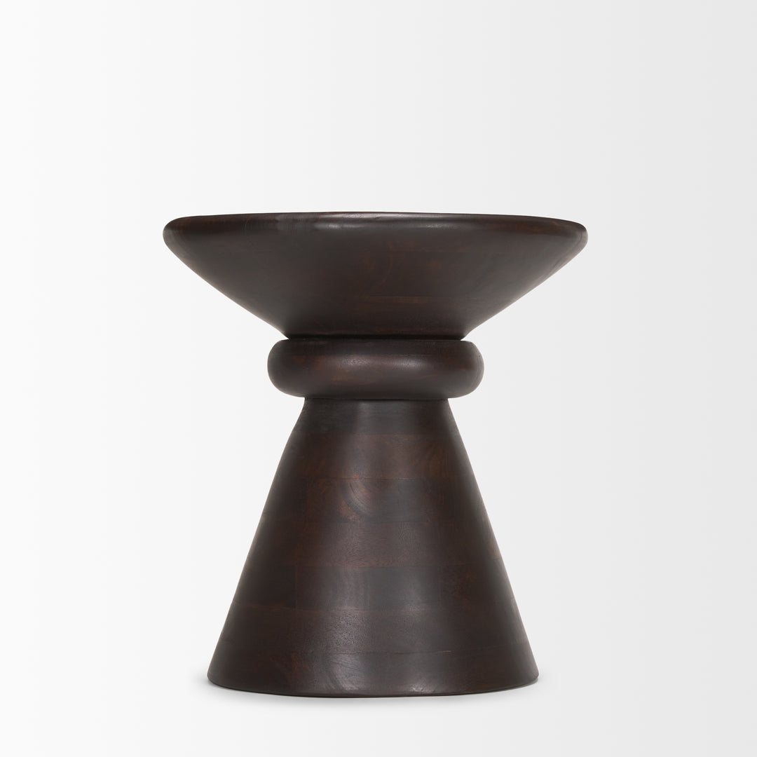 Palmera Dark Brown Wood Pedestal Accent Table Dining Room Mercana