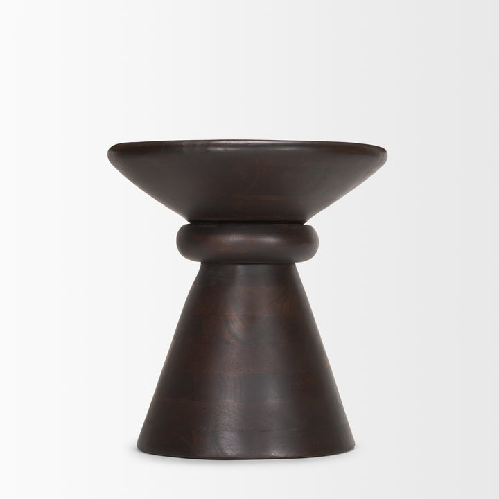 Palmera Dark Brown Wood Pedestal Accent Table Dining Room Mercana