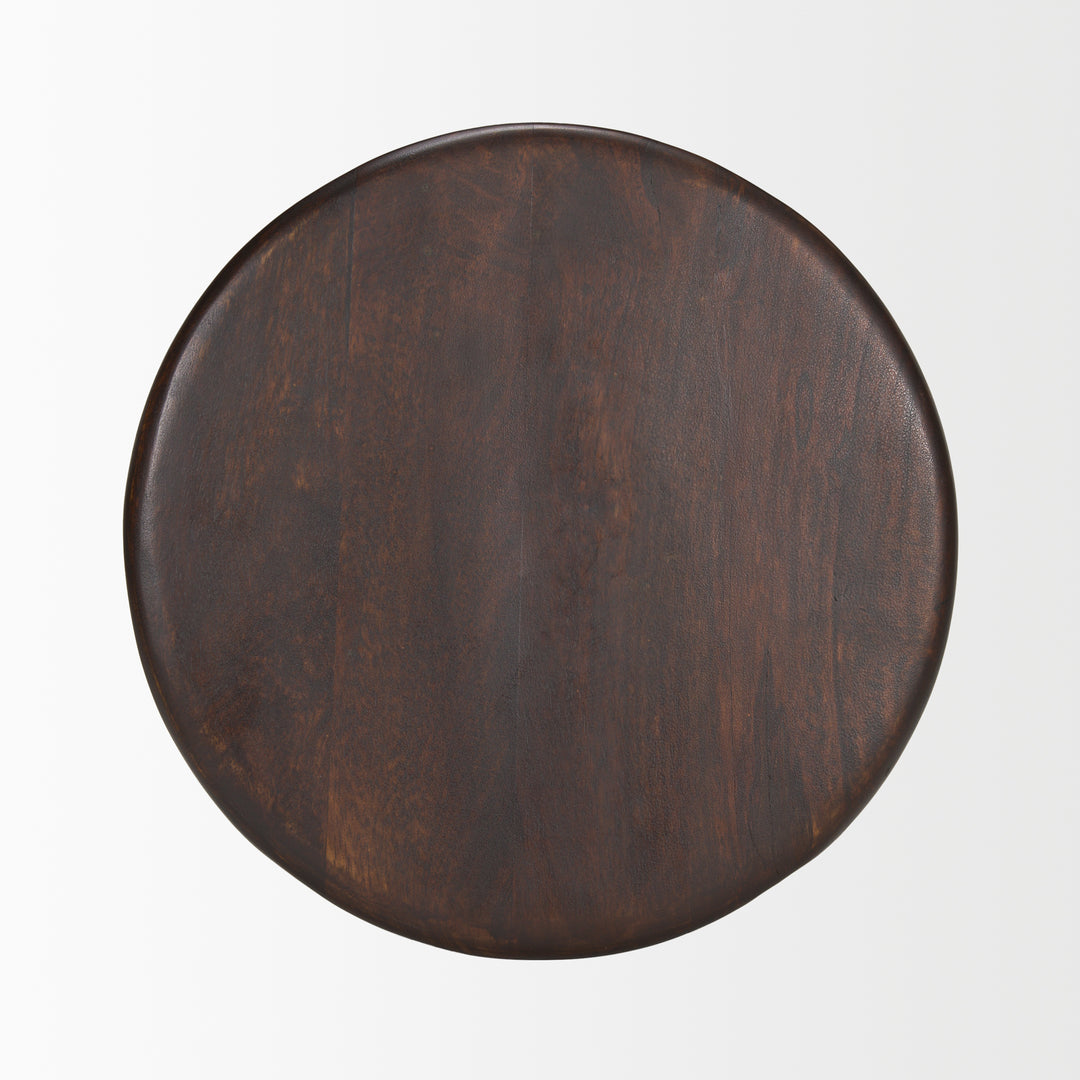 Palmera Dark Brown Wood Pedestal Accent Table Dining Room Mercana