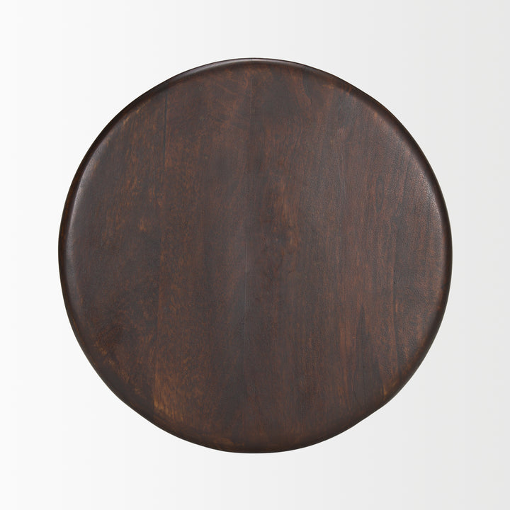 Palmera Dark Brown Wood Pedestal Accent Table Dining Room Mercana