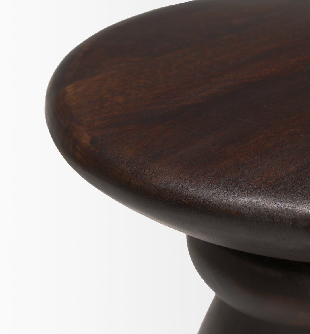 Palmera Dark Brown Wood Pedestal Accent Table Dining Room Mercana