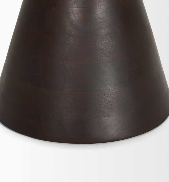 Palmera Dark Brown Wood Pedestal Accent Table Dining Room Mercana