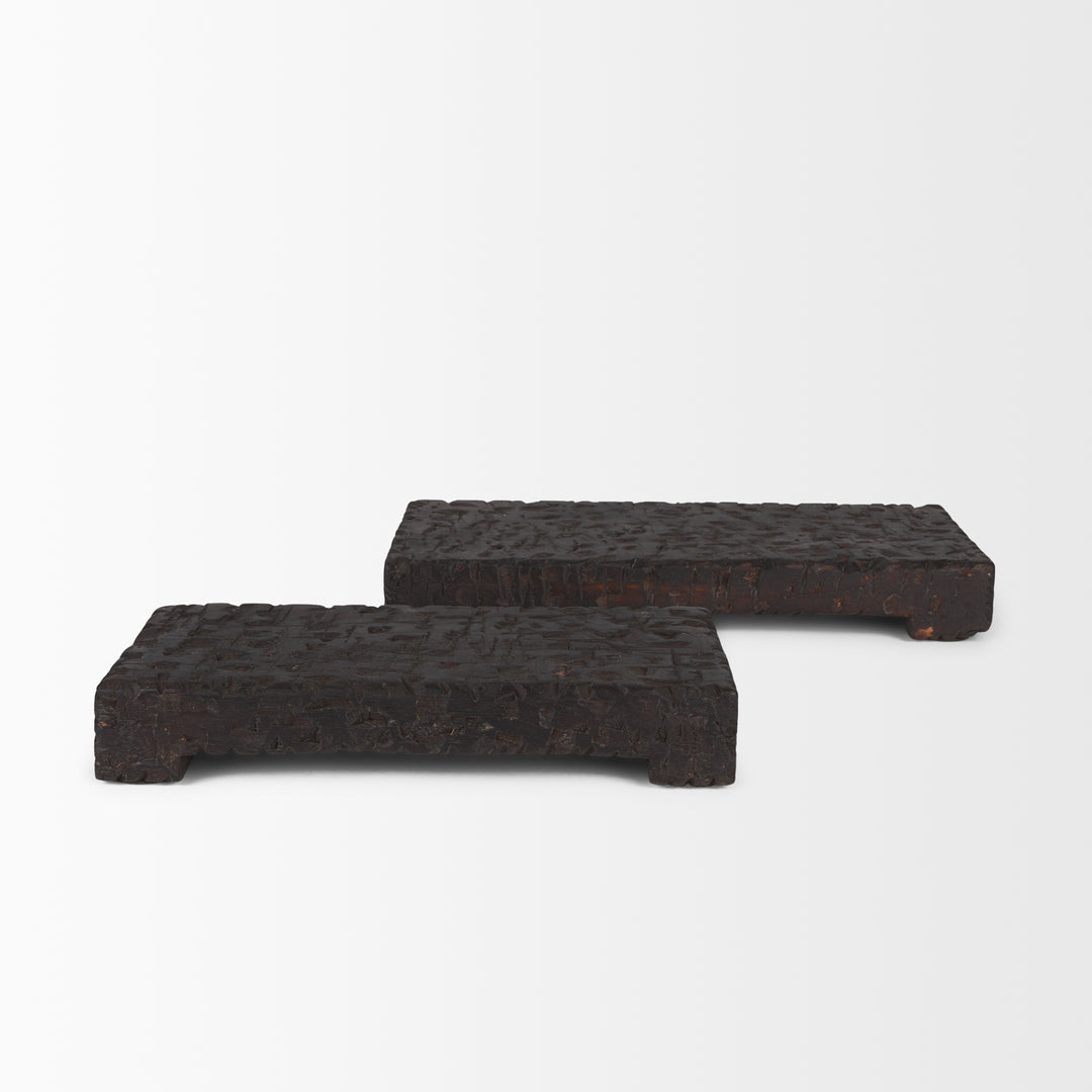Shira Reclaimed Dark Brown Wooden Riser (Set of 2) Decor Mercana