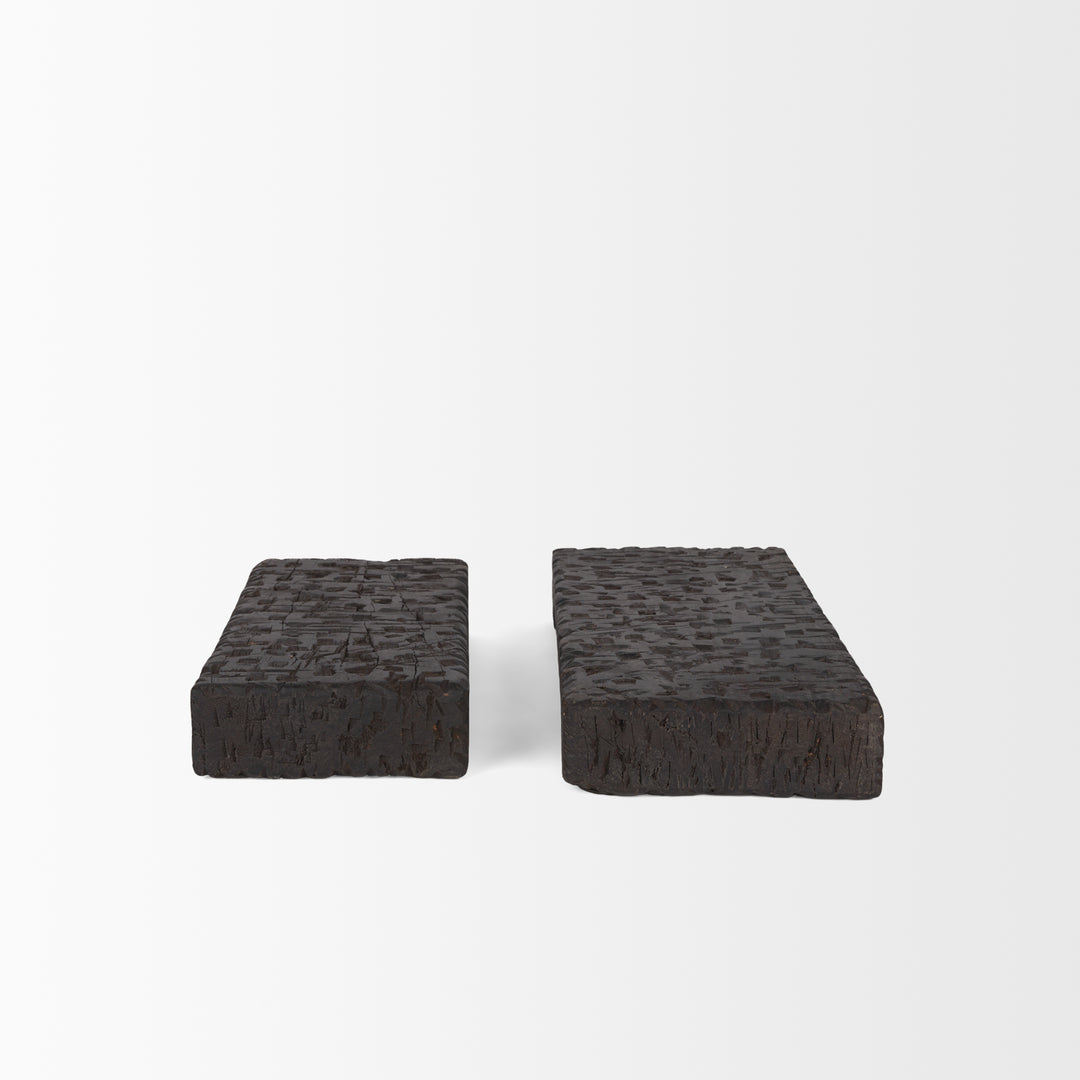 Shira Reclaimed Dark Brown Wooden Riser (Set of 2) Decor Mercana
