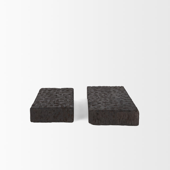 Shira Reclaimed Dark Brown Wooden Riser (Set of 2) Decor Mercana
