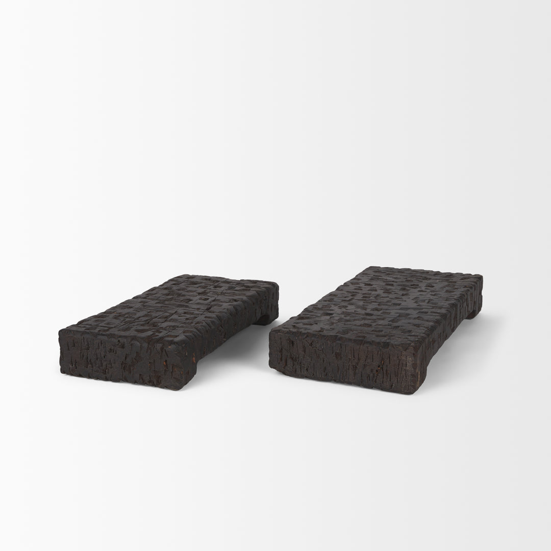 Shira Reclaimed Dark Brown Wooden Riser (Set of 2) Decor Mercana