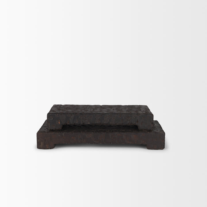 Shira Reclaimed Dark Brown Wooden Riser (Set of 2) Decor Mercana