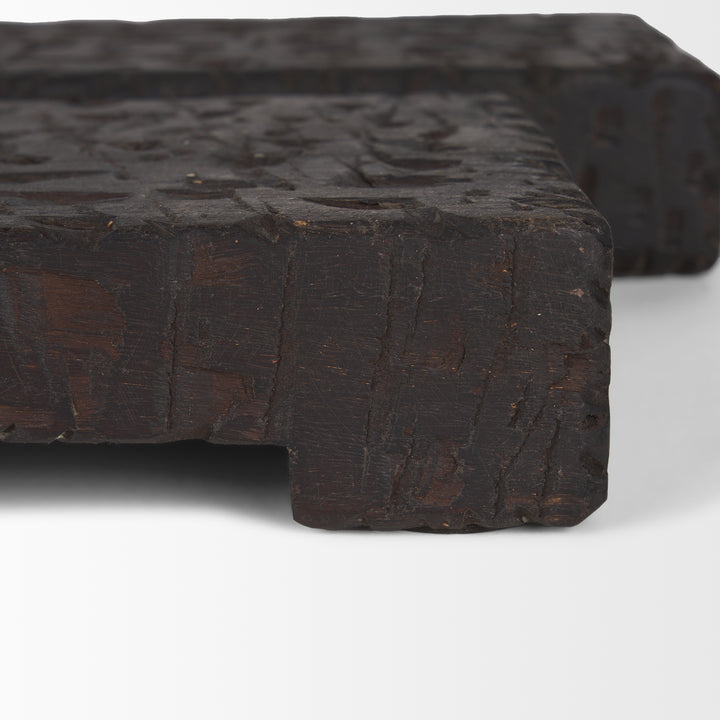 Shira Reclaimed Dark Brown Wooden Riser (Set of 2) Decor Mercana
