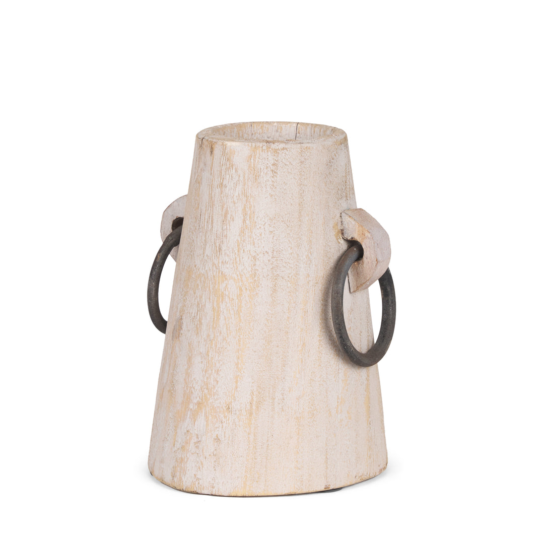 Monique Small Light Brown w/ Handles Wood Pot Decor Mercana