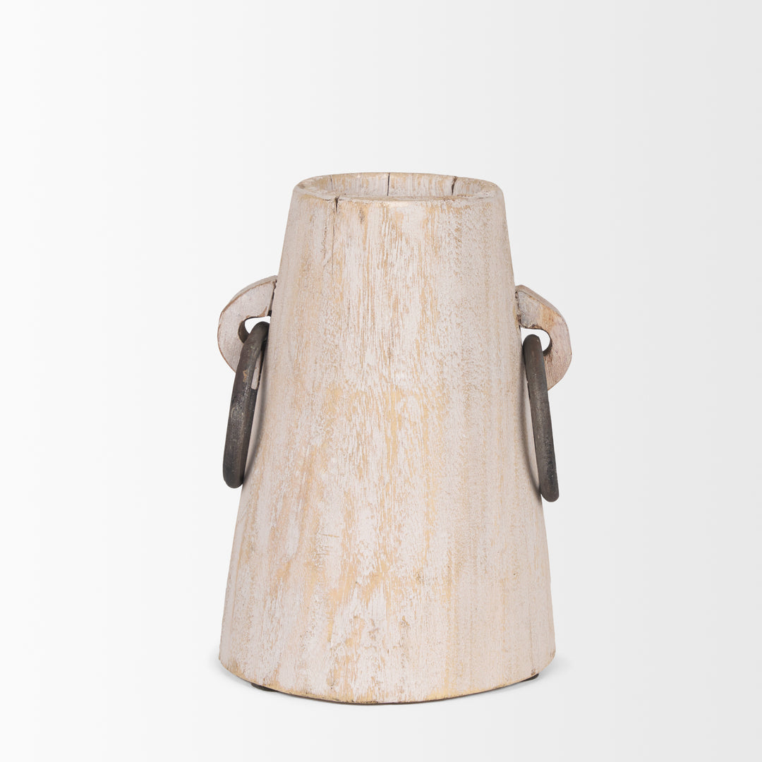 Monique Small Light Brown w/ Handles Wood Pot Decor Mercana