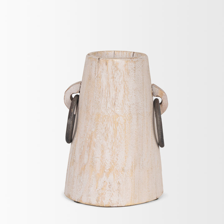 Monique Small Light Brown w/ Handles Wood Pot Decor Mercana