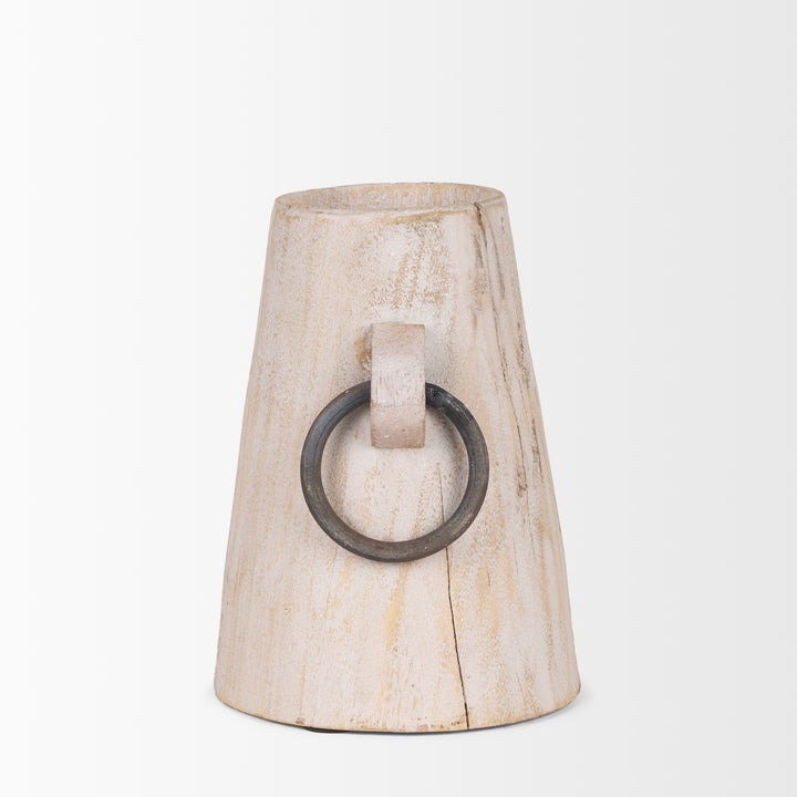 Monique Small Light Brown w/ Handles Wood Pot Decor Mercana