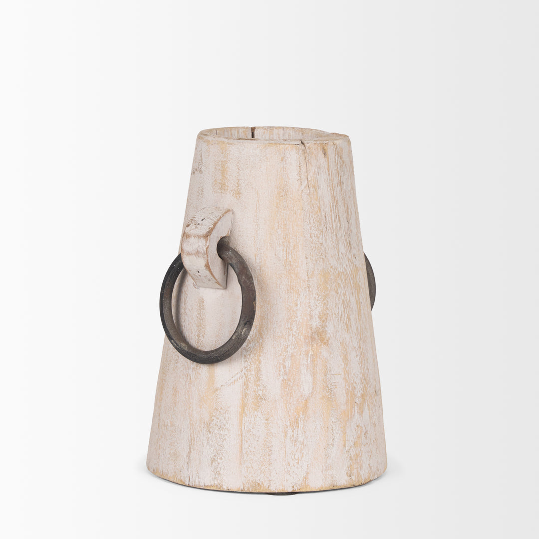 Monique Small Light Brown w/ Handles Wood Pot Decor Mercana