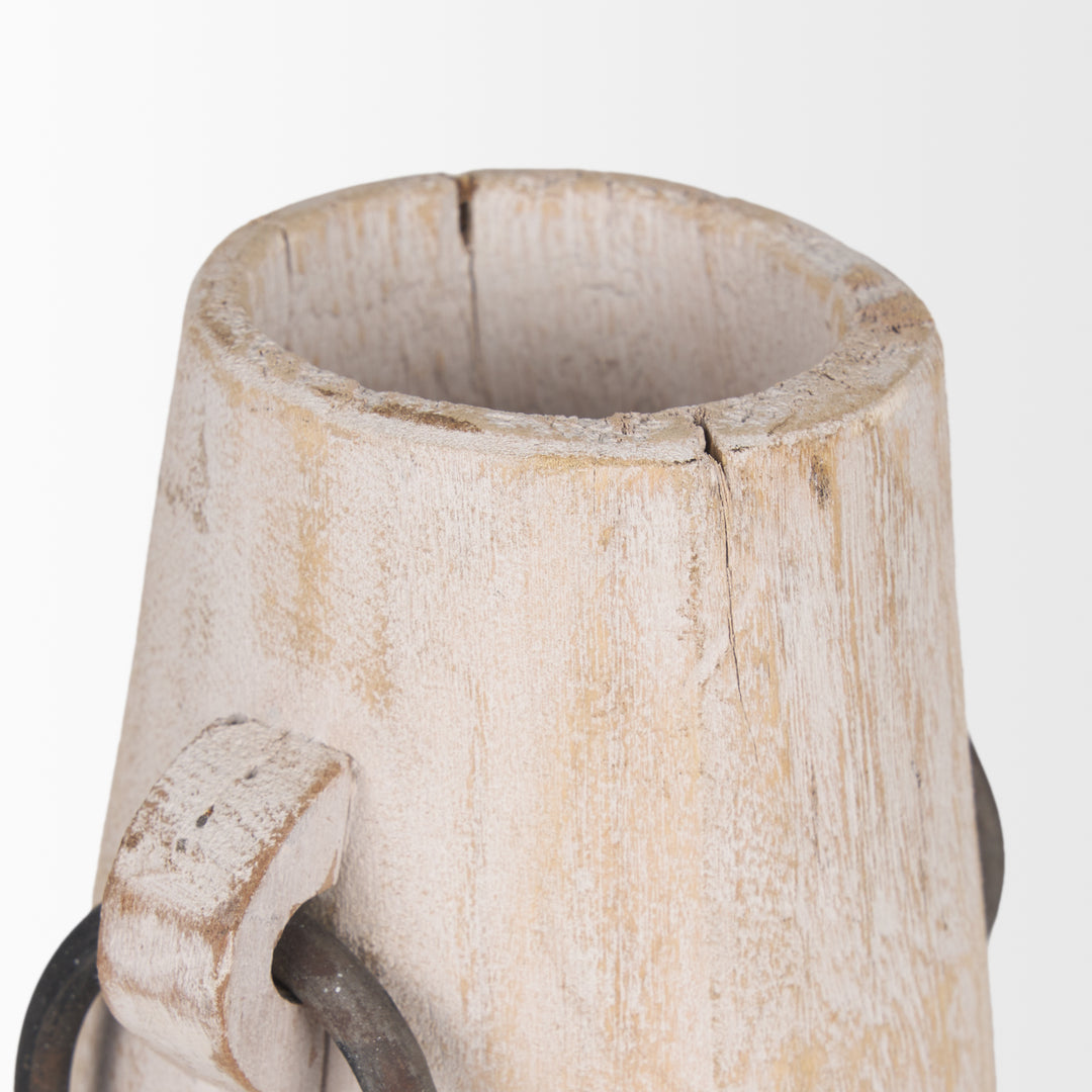 Monique Small Light Brown w/ Handles Wood Pot Decor Mercana