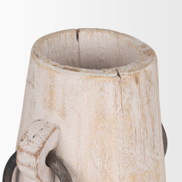 Monique Small Light Brown w/ Handles Wood Pot Decor Mercana