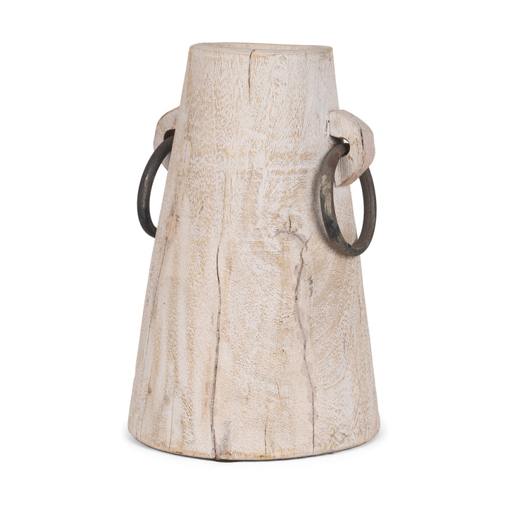 Monique Large Light Brown w/ Handles Wood Pot Decor Mercana