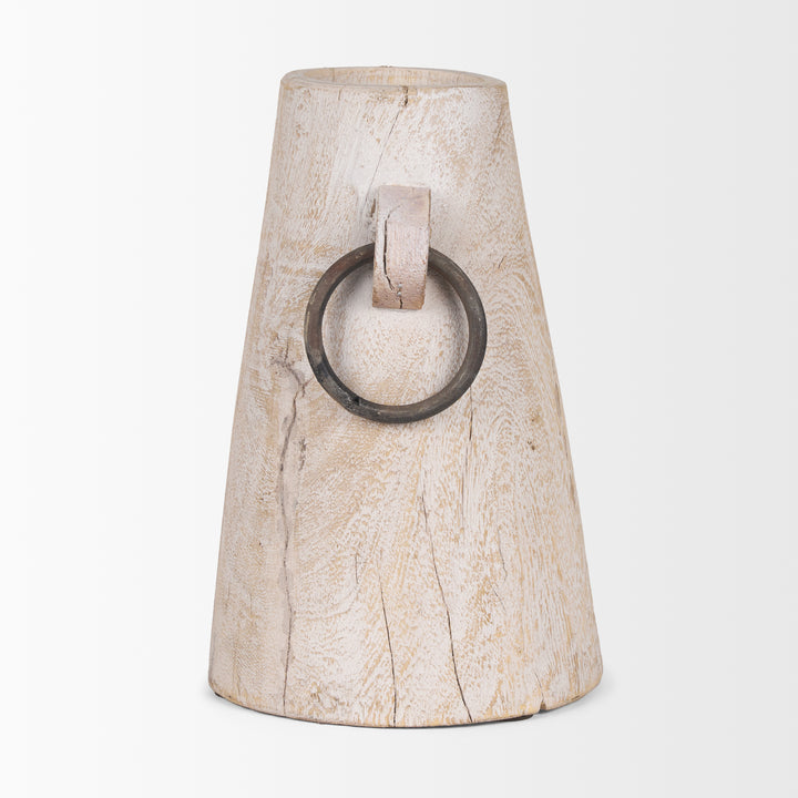 Monique Large Light Brown w/ Handles Wood Pot Decor Mercana