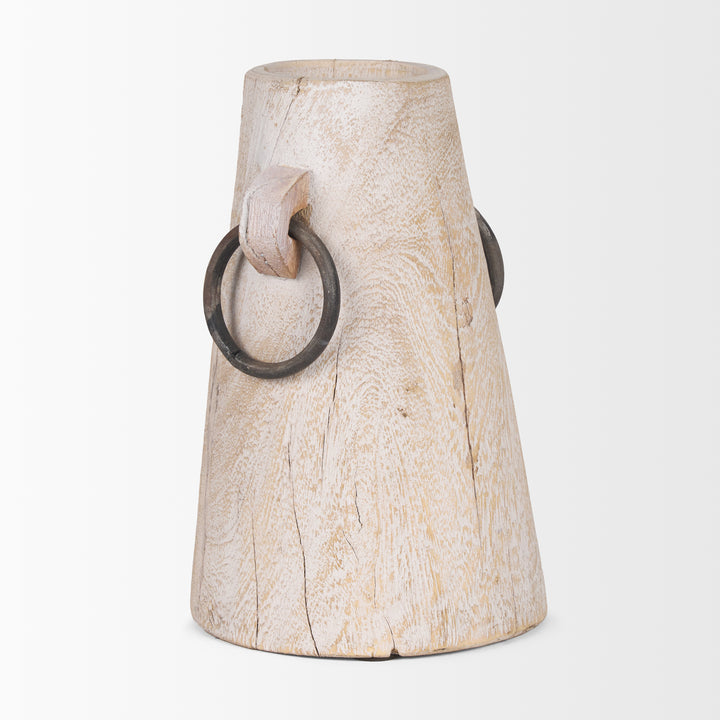Monique Large Light Brown w/ Handles Wood Pot Decor Mercana