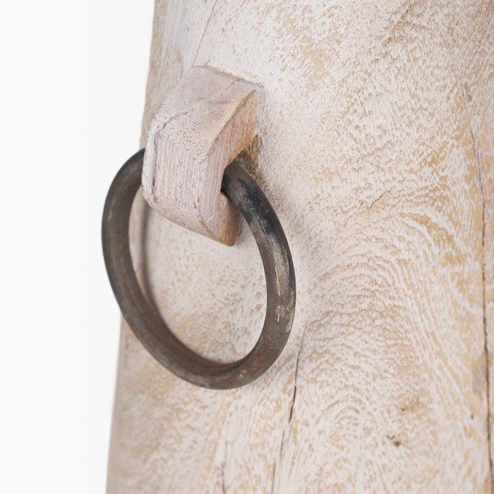 Monique Large Light Brown w/ Handles Wood Pot Decor Mercana