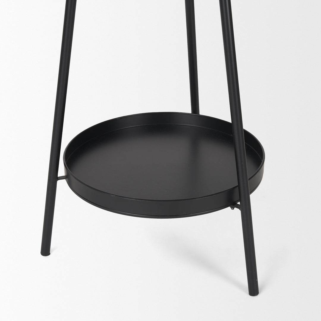 Everett Matte Black Metal w/ Two Metal Shelves Coat Rack Decor Mercana