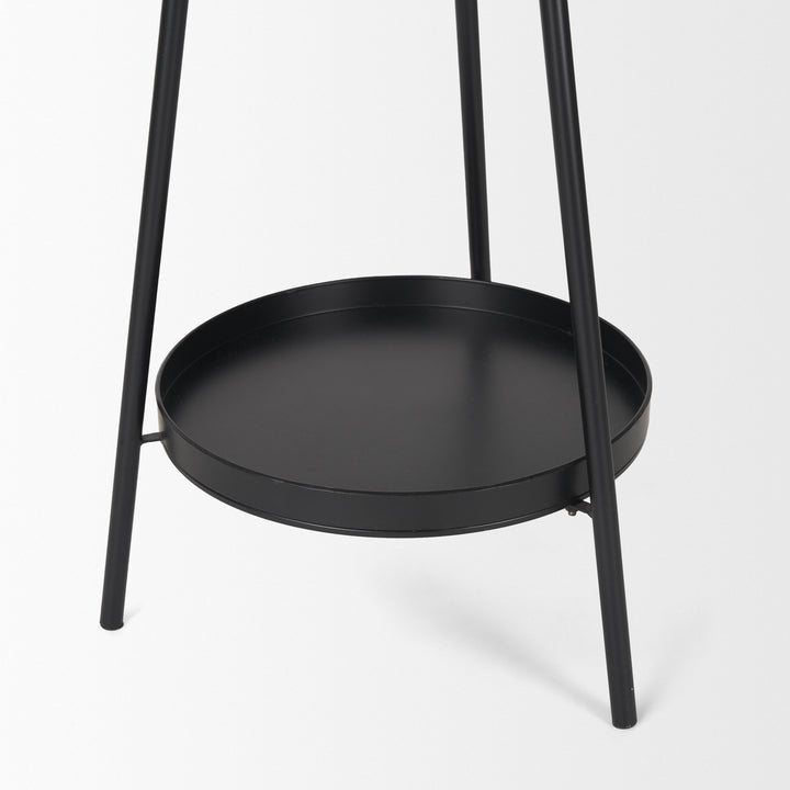 Everett Matte Black Metal w/ Two Metal Shelves Coat Rack Decor Mercana