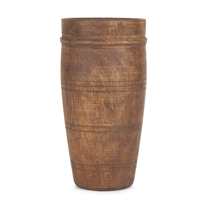 Porta Large Medium Brown Reclaimed Wooden Pot Decor Mercana