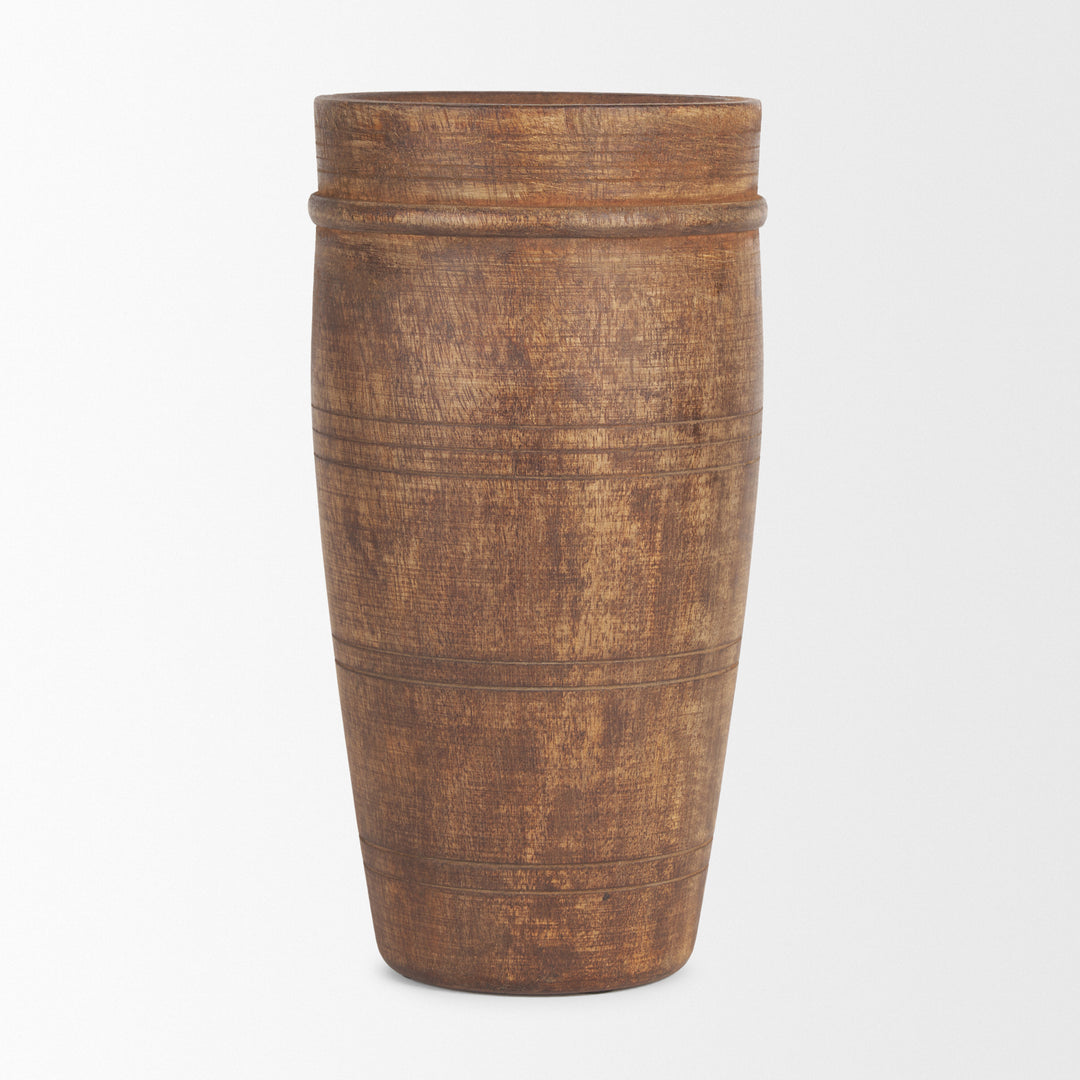 Porta Large Medium Brown Reclaimed Wooden Pot Decor Mercana