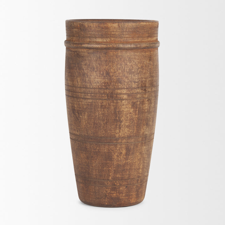 Porta Large Medium Brown Reclaimed Wooden Pot Decor Mercana