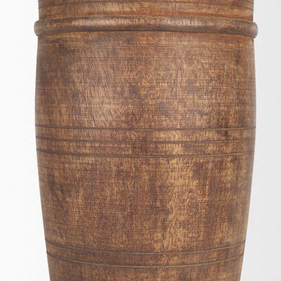 Porta Large Medium Brown Reclaimed Wooden Pot Decor Mercana
