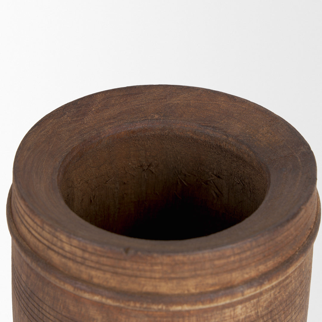 Porta Small Medium Brown Reclaimed Wooden Pot Decor Mercana