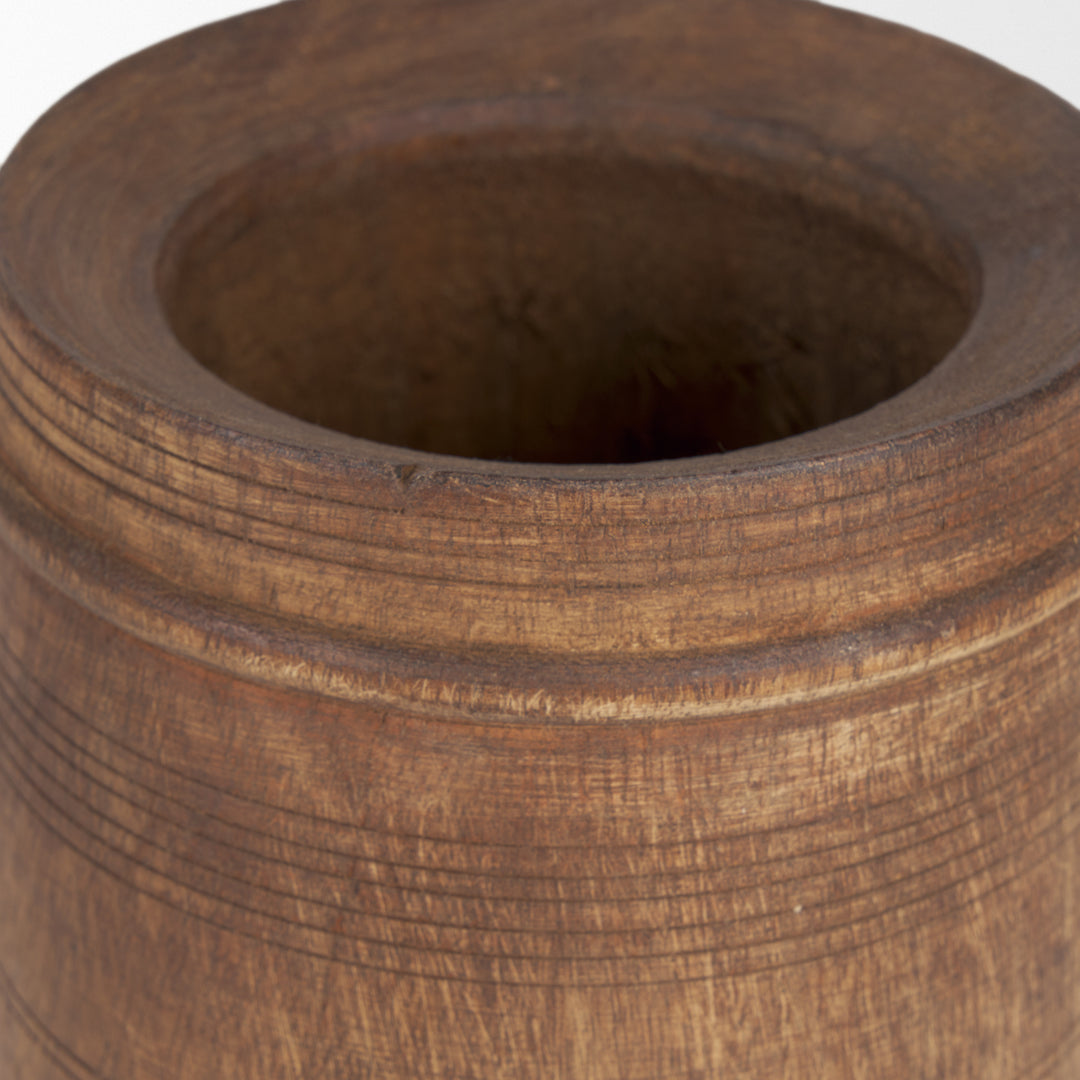 Porta Small Medium Brown Reclaimed Wooden Pot Decor Mercana