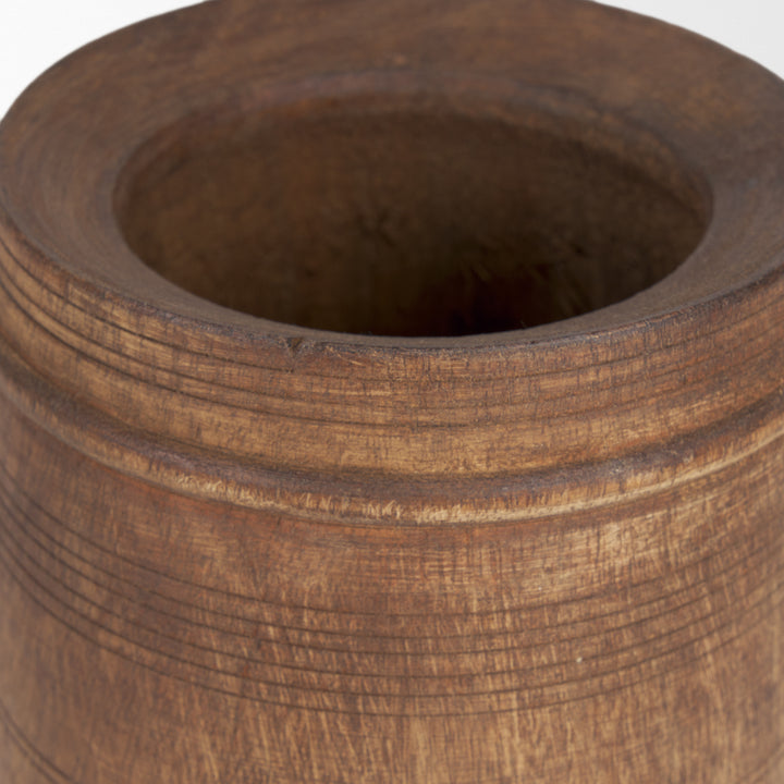 Porta Small Medium Brown Reclaimed Wooden Pot Decor Mercana