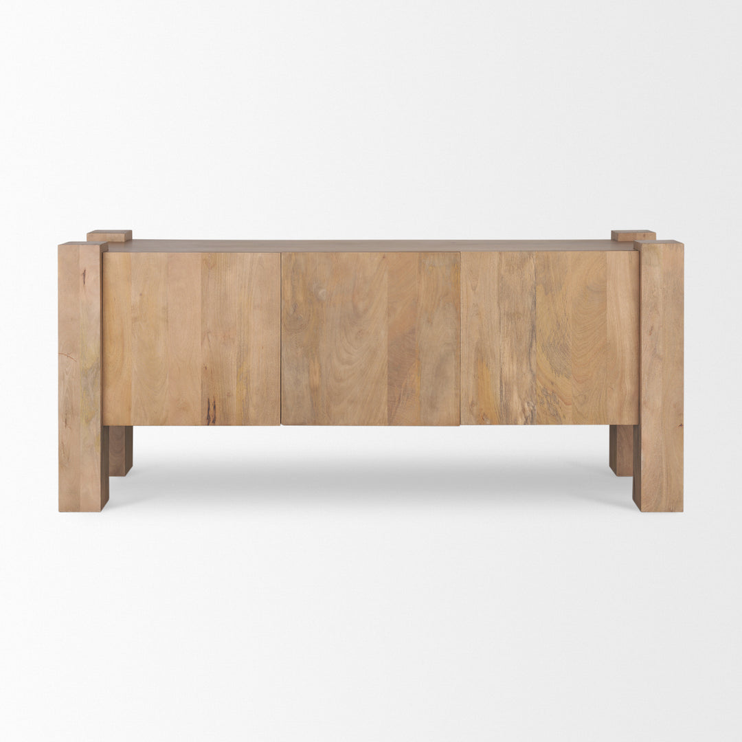 Beth Light Brown Wood w/ 3 Doors Sideboard Dining Room Mercana