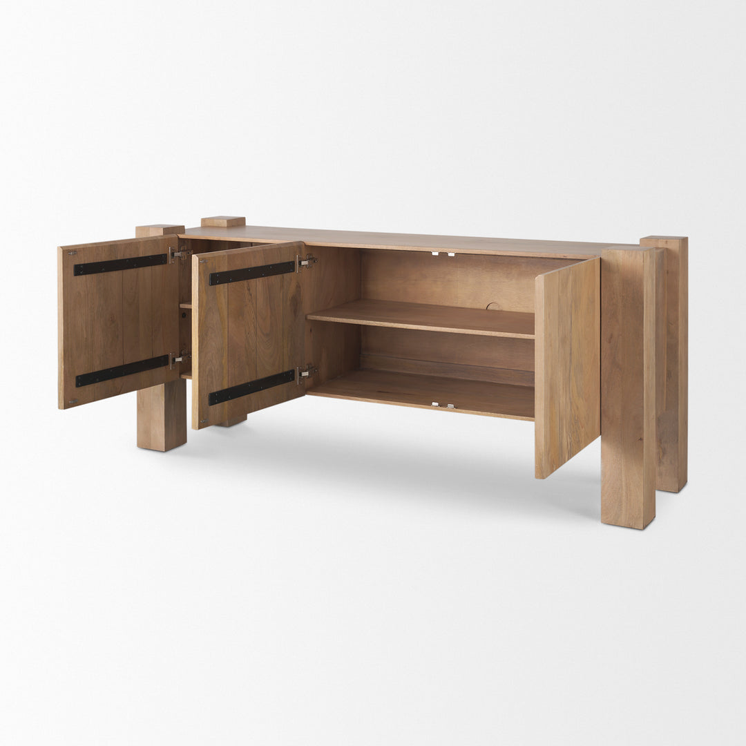Beth Light Brown Wood w/ 3 Doors Sideboard Dining Room Mercana