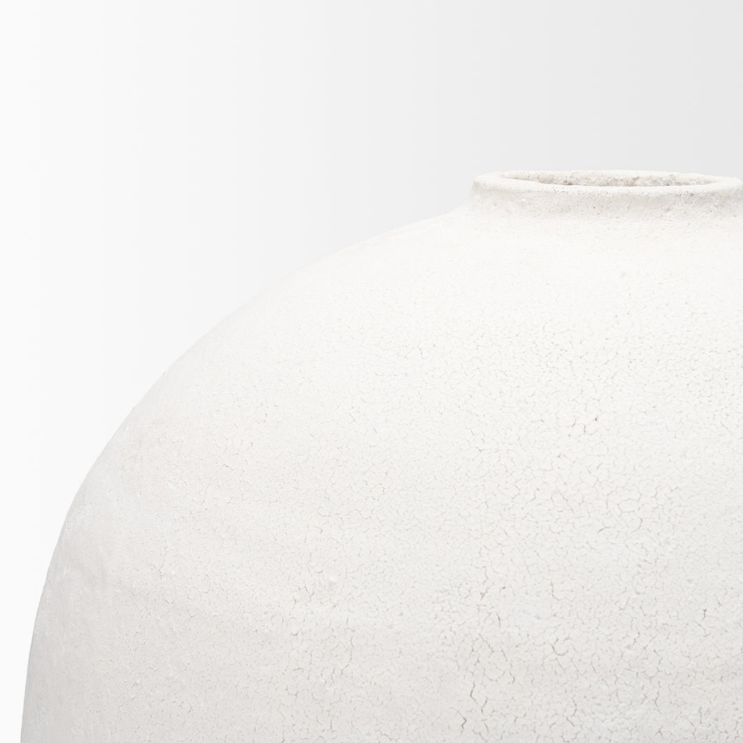 Karakum I Short White Textured Ceramic Vase Decor Mercana