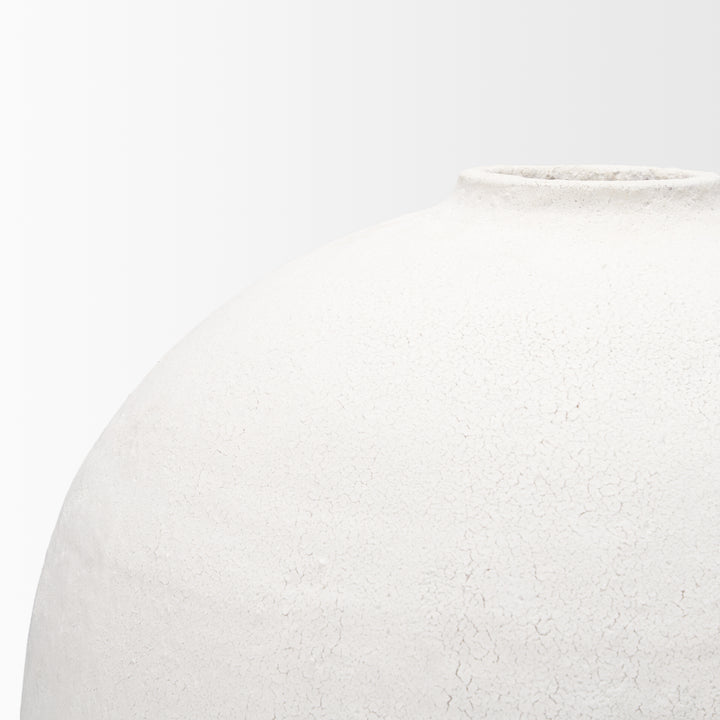 Karakum I Short White Textured Ceramic Vase Decor Mercana