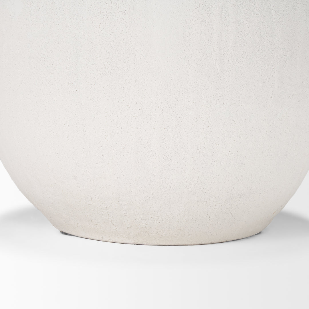 Karakum I Short White Textured Ceramic Vase Decor Mercana