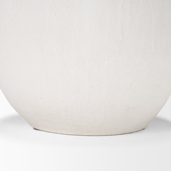 Karakum I Short White Textured Ceramic Vase Decor Mercana