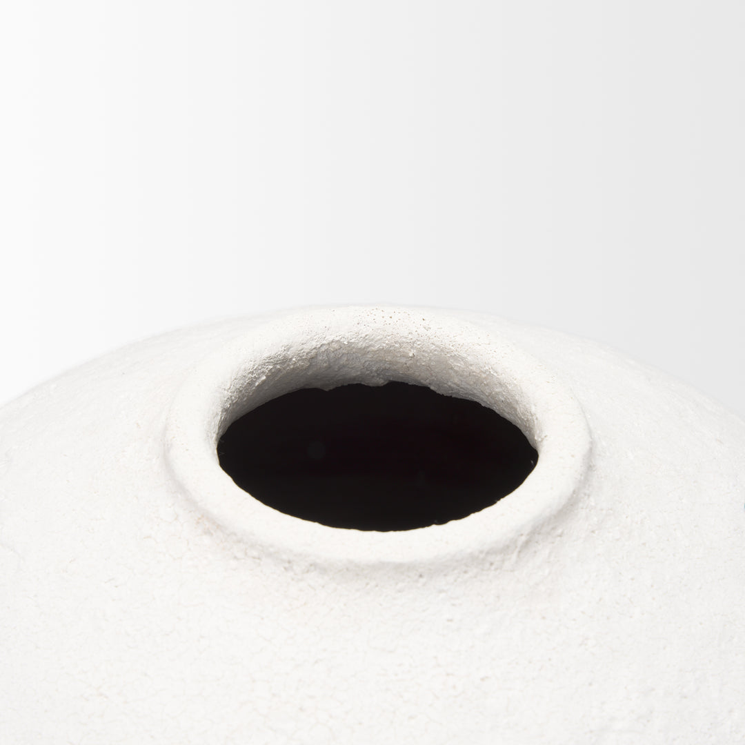 Karakum II Large White Textured Ceramic Vase Decor Mercana