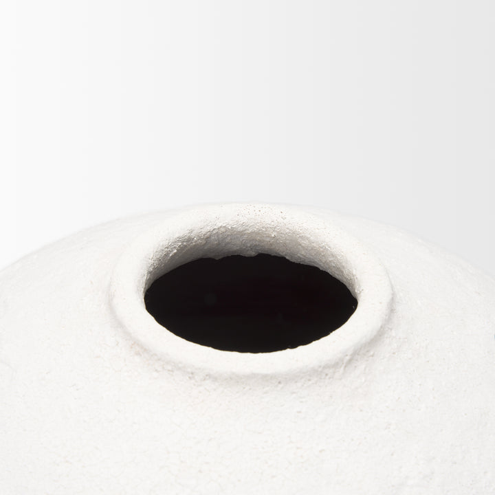 Karakum II Large White Textured Ceramic Vase Decor Mercana