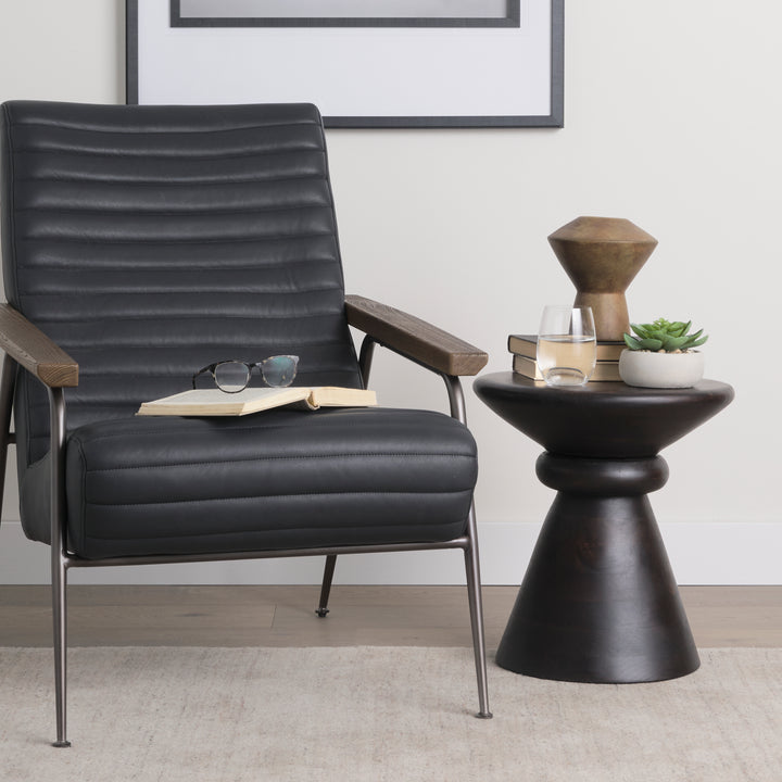 Palmera Dark Brown Wood Pedestal Accent Table Dining Room Mercana