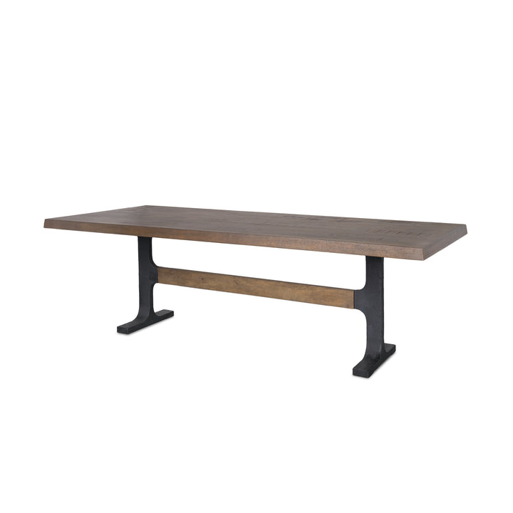 Araxi Rectangular Dark Brown Wood w/ Black Metal Base Dining Table Dining Room Mercana