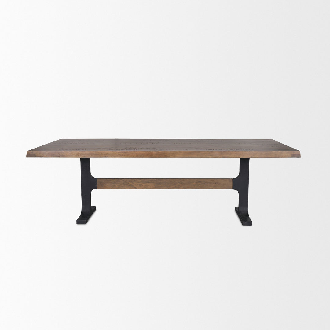 Araxi Rectangular Dark Brown Wood w/ Black Metal Base Dining Table Dining Room Mercana